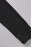 Black Sexy Casual Solid Hollowed Out O Neck Long Sleeve Two Pieces