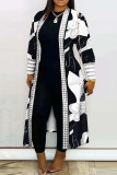 Blue Sexy Street Print Patchwork Cardigan Collar Outerwear