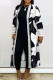 White Sexy Street Print Patchwork Cardigan Collar Outerwear