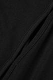Black Sexy Casual Solid Hollowed Out O Neck Long Sleeve Two Pieces