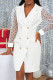 White Elegant Print Polka Dot Patchwork Buttons Turn-back Collar Straight Dresses
