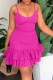 Rose Red Sexy Casual Solid Spaghetti Strap Wrapped Skirt Dresses