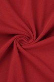Red Fashion Sexy Solid Bandage Backless Slit O Neck Regular Jumpsuits