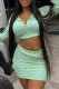 Green Fashion Casual Solid Basic Turndown Collar Long Sleeve Two Pieces