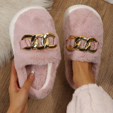 Pink Casual Living Patchwork Solid Color Round Keep Warm Comfortable Shoes