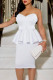 White Casual Elegant Solid Patchwork Flounce Strapless One Step Skirt Dresses
