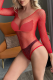 Red Sexy Solid Patchwork See-through Mesh Valentines Day Lingerie