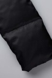 Black Casual Solid Basic Long Sleeve Two Pieces