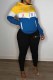 Yellow Casual Print Patchwork Letter Hooded Collar Long Sleeve Two Pieces