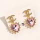 Pink Gold Daily Geometric Rhinestone Earrings