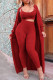 Red Casual Solid Patchwork Cardigan Collar Long Sleeve Three Pieces
