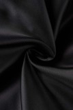 Black Casual Solid Basic Long Sleeve Two Pieces