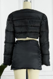 Black Casual Solid Basic Long Sleeve Two Pieces