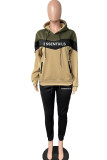 Red Casual Print Patchwork Hooded Collar Long Sleeve Two Pieces