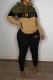 Ink Green Casual Print Patchwork Letter Hooded Collar Long Sleeve Two Pieces