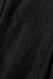 Black Casual Solid Patchwork Regular High Waist Trousers