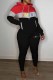 Red Casual Print Patchwork Letter Hooded Collar Long Sleeve Two Pieces