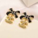 Black Daily Geometric Patchwork Rhinestone Earrings