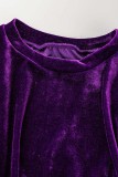 Deep Red Sexy Solid Basic O Neck Long Sleeve Two Pieces