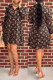 Coffee Casual Print Letter Turndown Collar Shirt Dress Dresses
