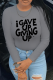 Grey Street Print Letter O Neck Tops
