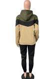 Red Casual Print Patchwork Hooded Collar Long Sleeve Two Pieces