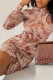 Brown Sexy Print Patchwork Half A Turtleneck Pencil Skirt Dresses