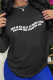 Black Street Print Letter O Neck Tops