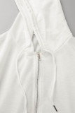 Grey Casual Solid Patchwork Hooded Collar Long Sleeve Two Pieces