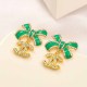 Green Daily Geometric Patchwork Rhinestone Earrings