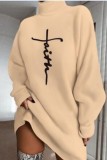 Multicolor Casual Print Basic Turtleneck Long Sleeve Dresses