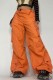 Orange Casual Solid Patchwork Regular High Waist Conventional Solid Color Trousers
