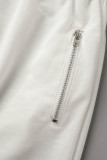 Grey Casual Solid Patchwork Hooded Collar Long Sleeve Two Pieces
