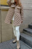 Khaki Casual Solid Patchwork Turndown Collar Outerwear
