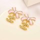 Pink Daily Geometric Patchwork Rhinestone Earrings