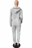 Pink Casual Print Letter Hooded Collar Long Sleeve Two Pieces