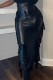 Black Casual Solid Tassel Patchwork Slit Skinny High Waist Conventional Solid Color Skirt