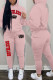 Pink Casual Print Patchwork Hooded Collar Long Sleeve Two Pieces