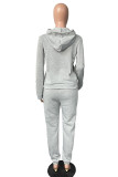 Pink Casual Print Patchwork Hooded Collar Long Sleeve Two Pieces