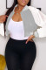 Silver Casual Patchwork Cardigan Contrast Outerwear