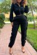 Black Casual Solid Patchwork Zipper Collar Long Sleeve Two Pieces