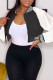 Black Casual Patchwork Cardigan Contrast Outerwear