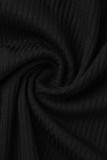Black Sexy Solid Patchwork Asymmetrical Collar One Step Skirt Dresses