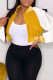 Earth Yellow Casual Patchwork Cardigan Contrast Outerwear