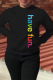 Black Casual Print Letter O Neck Tops