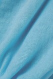 Blue Sexy Solid Ripped Hollowed Out O Neck Skinny Jumpsuits