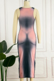 Black Sexy Casual Print Basic U Neck Vest Dress Dresses