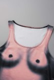 Black Sexy Casual Print Basic U Neck Vest Dress Dresses
