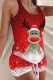 Red Casual Print Patchwork U Neck Sleeveless Two Pieces