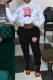 White Casual Print Patchwork Hooded Collar Long Sleeve Two Pieces